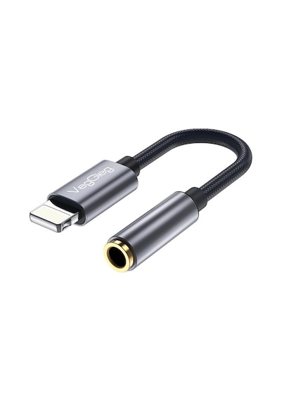 Veggieg Apple Uyumlu iPhone  Lightning To 3.5mm Örgülü Kulaklık Dönüştürücü Adaptör