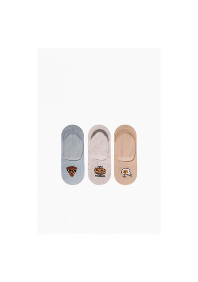Brz Kids Hamburger Desenli Erkek Çocuk Babet Çorabı 3Lü Set