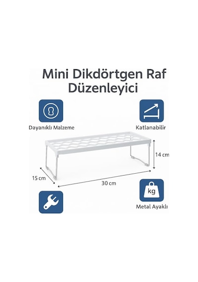 Mini Dikdörtgen Raf Düzenleyici Pratik Mutfak &amp Dolap Organizeri, Katlanabilir Metal Ayaklı Dayanıklı Raf Diğer