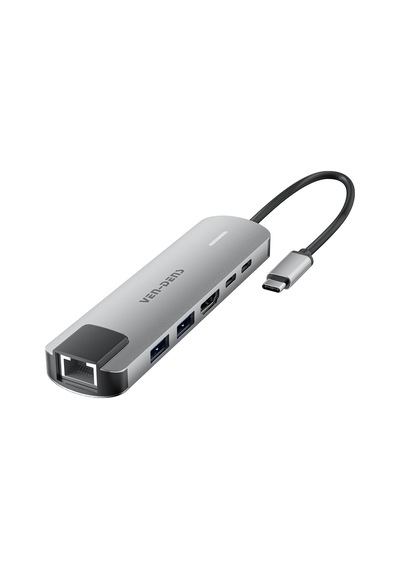 Ven-dens Vd-adp019 6 Sı 1 Arada Usb-c Hub Adaptör, 4k 30 Hz Hdmı, 90 W Pd, Usb 3.0 Ve Rj45, Gri