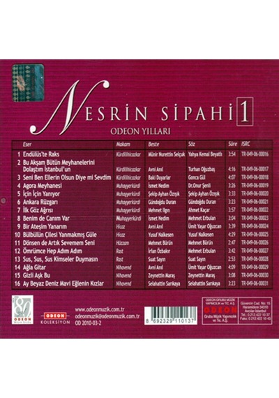 Odeon Yılları Nesrin Sipahi 1 - Cd