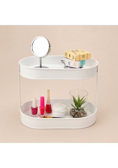 Bath 2 Katlı Oval Organizer - Beyaz - 32,5x19 Cm Çok Renkli