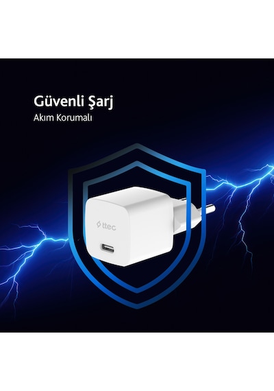 Ttec 2SCP03CB Smartcharger Gan 30W PD Seyahat Hızlı Şarj Aleti + USB-C - USB-C 3A Kablo