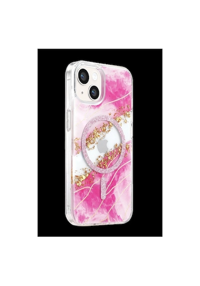 Onegif Apple Uyumlu iPhone 14 Lotus Simli Magsafe Kapak - Pembe