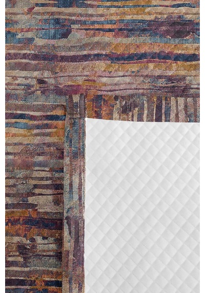 Modern Geometrik Mavi Tek Kişilik Pike Takımı - Retro Çizgili Mor Hardal 160x220 Cm Yatak Örtüsü Mahmur Defne Dokusu