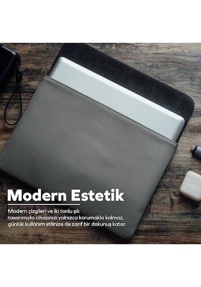 Woyax Cleanfit 13-14 İnç Gri Laptop Çantası Su Geçirmez Apple Macbook Uyumlu Kılıfı Apple iPad Tablet El Çantası