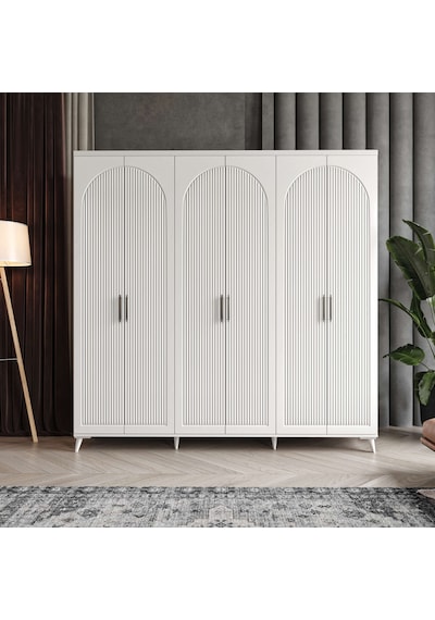 Oslo 6 Kapaklı Komple Mdf Beyaz Gardırop