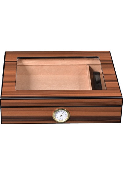 Cigarol Parlak Kahverengi Camlı Humidor Puro Kutusu Rc09
