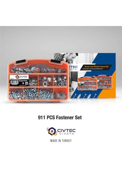 Civtec 911 Parça 12 Çeşit Somun Ve Pul Seti - Takım Çantası