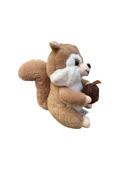 Meşe Palamut Tutan Sevimli Kuyruklu Sincap 30 Cm Peluş Oyuncak Kahverengi