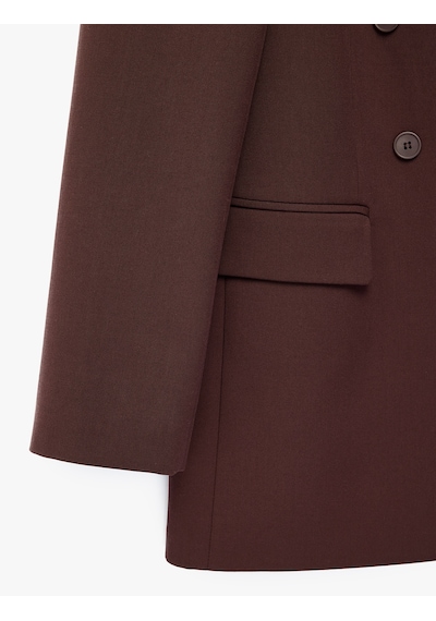 Koton Viskon Karışımlı Cepli Düğmeli Uzun Kollu Kruvaze Blazer Ceket Bordo 7wak50156uw