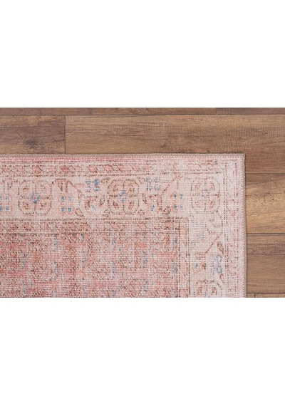Solgun Yanık Turuncu Ve Pudra Eskitme Vintage Halı - Al185ou Pudra Pembe