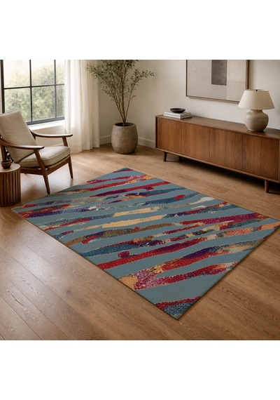 Kartela Halı Aira Halı Kaymaz Taban Makinede Yıkanabilir Halı Mavi - 60 X 90 Cm