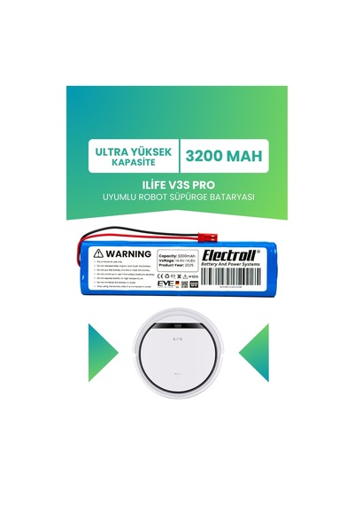 Ilife V3s Pro Uyumlu Batarya Yüksek Kapasite 3200mah Pil Robot Süpürge Bataryası Değişimi