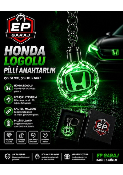 Honda Logolu Pilli Led Anahtarlık Işık Sende, Şıklık Sende