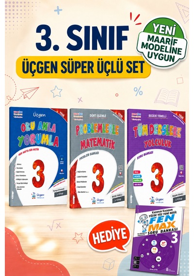 3.sınıf - Üçgen Süper Üçlü Tüm Dersler + Oku Anla + Problemler+hediye Fen Bilgisi