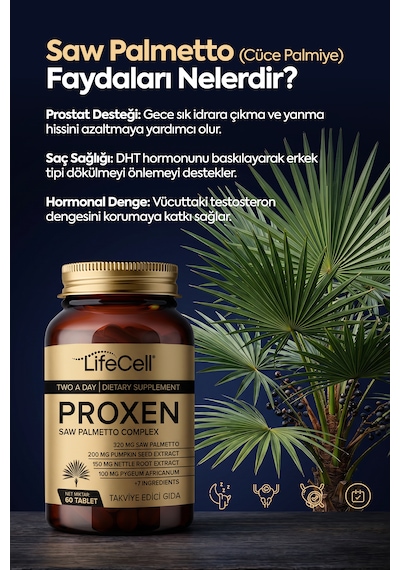 Proxen Saw Palmetto Complex Cüce Palmiye, Bal Kabağı Ve Beta Glukan İçeren Takviye Edici Gıda
