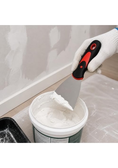 Orret Home Paslanmaz Çelik İnşaat Spatulası Plastik Saplı Macun Spatulası Alçı Boya Kazıma Duvar Tamir Spatulası 100 Mm 001 Siyah