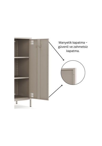 Pera Metal Dolap 2 Kapılı 80,50 X 40 X 109,50 Cm - 9 Renk Seçeneği Bulunmaktadır Bej
