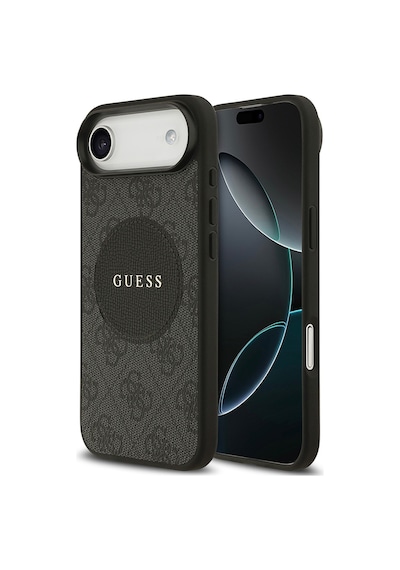 Apple Uyumlu iPhone 17 Air Kılıf Guess Lisanslı M-safeli Yazı Logolu Circle Classic Kapak Siyah Siyah