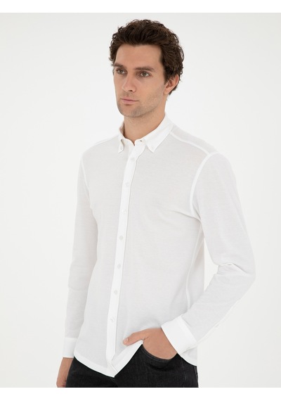 Cacharel Beyaz Slim Fit Pamuk Karışımlı Gömle 15841036