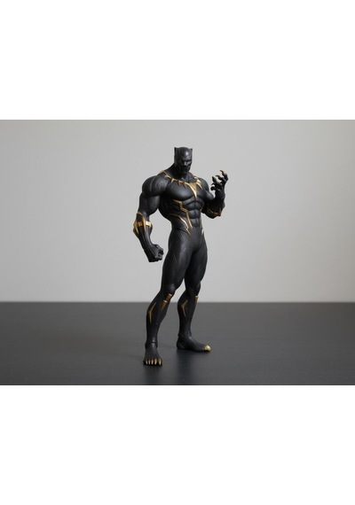 Black Panther Altın Detaylı Figür - Kara Panter Ayakta Duruş Pozu Biblo Marvel Avengers Masaüstü Dekoratif Obje Koleksiyonluk