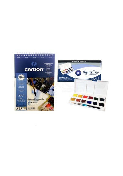 Daler Rowney Aquafine Travel Set 12li Plastik Kutu Defterli S-2
