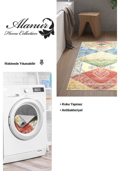 Dekoreko Kaymaz Taban Djt Banyo Halısı Trend Iskandinav S5047 Renkli