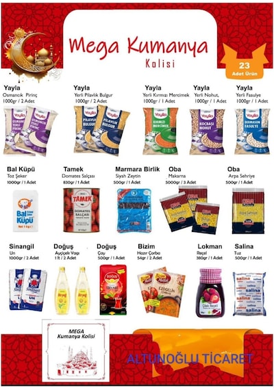 Ramazan Paketi Kumanya Yardım Gıda Erzak Kolisi Mega Paket 23 Parça Ürün 18 Kg