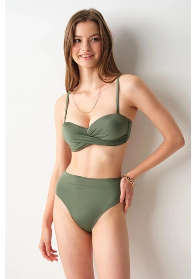 No Gossip Angela High Leg Bikini Tek Alt Haki 239203