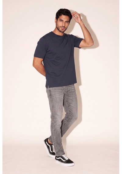 O Yaka Fırçalı 2 İplik T-shirt Jsco Lacivert