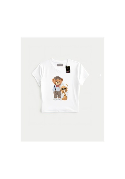 Flood Of Style Beyaz Babby Tee Ayıcık Bornoz Özel Tasarım