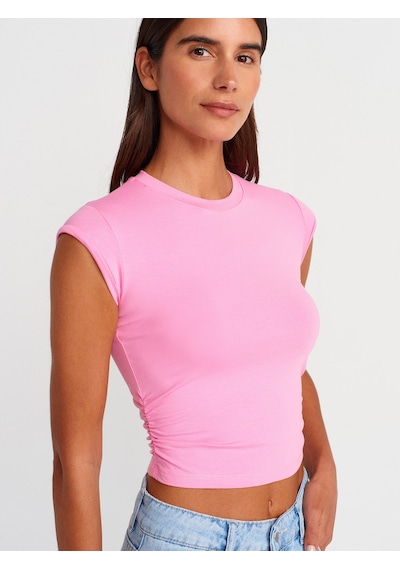 Dilvin 30899 Yanları Büzgü Detaylı Top-pembe Pembe