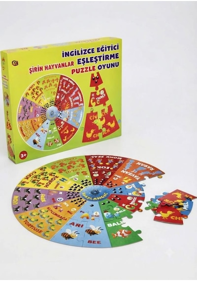 Küçük Dahiler İçin İngilizce Eşleştirme Oyunu: 41 Parça Eğitici Öğretici Şirin Hayvanlar Puzzle