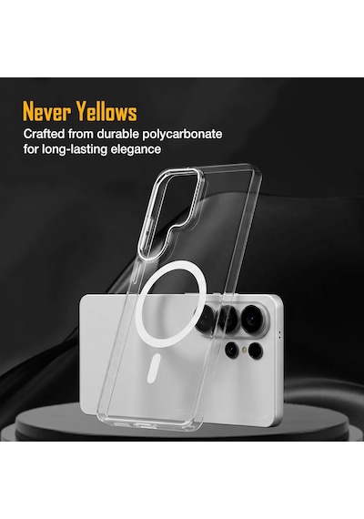 Caseonn Honor 600 Lite 5g Kılıf Magsafe Özellikli Sararmaz Kristal Sert Kapak Şeffaf