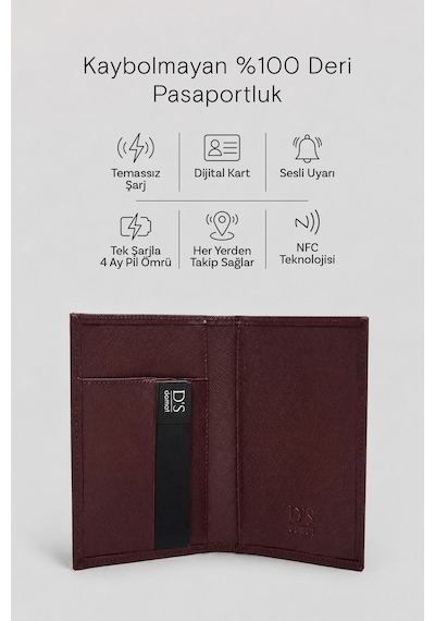 D'S Damat Ds Damat Bordo Kutulu Hakiki Deri Akıllı Takip Cihazlı Kaybolmayan Pasaportluk Cüzdan 6hc59ortpsp02 B01