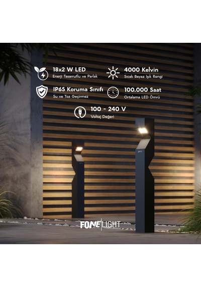 Dalluz Bahçe Aydınlatma Bollardı 100 Cm 4000k Doğal Beyaz Işık, Çift Yönlü, Ip65 Su Geçirmez Alüminyum Dış Mekan Led Yol, Villa Ve Peyzaj Aydınlatması Sku: Smgstk9b63e1e76e