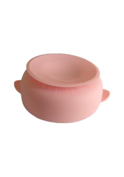 Silikon Beslenme Seti, Vakumlu Kapaklı Mama Kasesi, Silikon Önlük, Silikon Kaşık Ve Çatal / Pembe