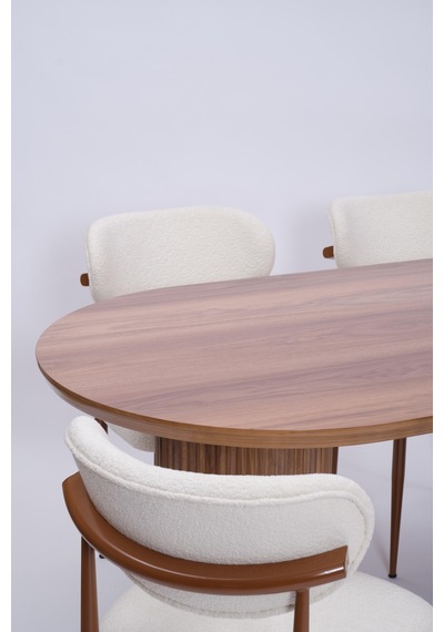 Bohem Polo Lak Panel Yemek Masa Sandalye Takımı 90x170 Ceviz