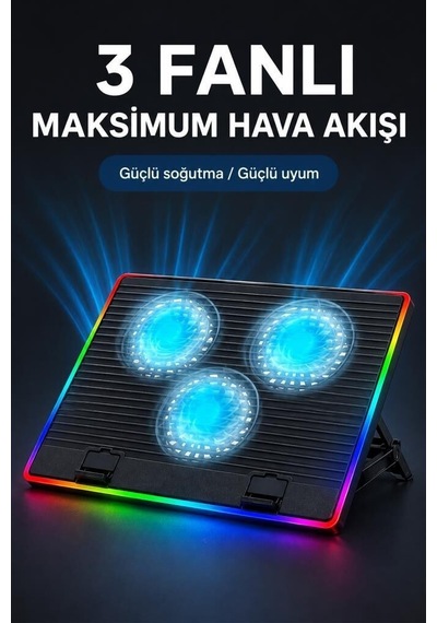 Özel Seri Cihaz Tutucu Oyuncu Aksesuar Çalışma Gereci Laptop Soğutucu Cf10 Siyah