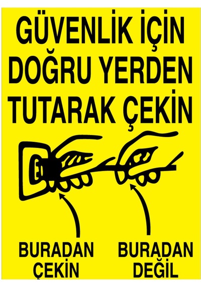 Güvenlik İçin Doğru Yerden Tutarak Çekin Uyarı Tabelası - 35x50 Foreks - K1