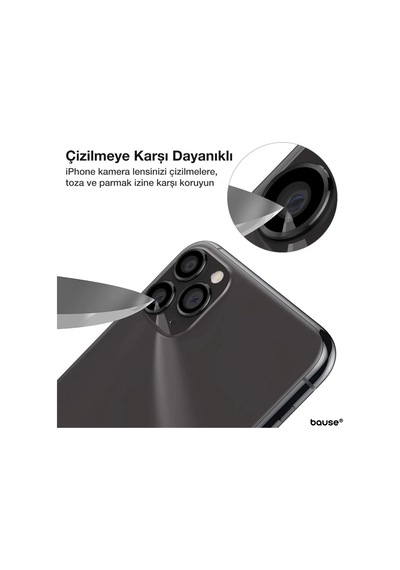 Apple İphone 12 Pro Max Kamera Koruyucu Lens Mercek Metal Çerçeveli 3lü Set Siyah Black