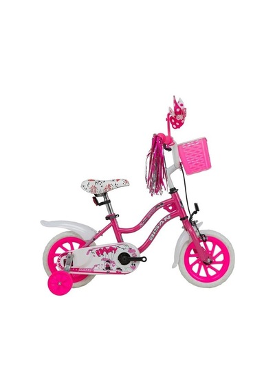 Bisan Happy Kız Çocuk Bisikleti 21cm V 12 Jant Metalik Pembe Kırmızı Pembe