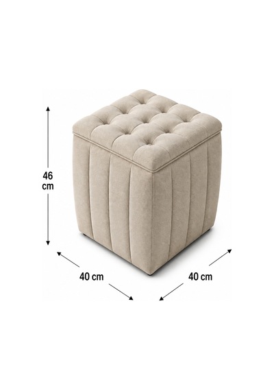 Yeni Sezon İthal Belora Kumaş Puf 40x40 Cm Ultra Yumuşak, Lüks Dokulu, Premium Kalite Kare Puf Ekru - 908231317 Ekru