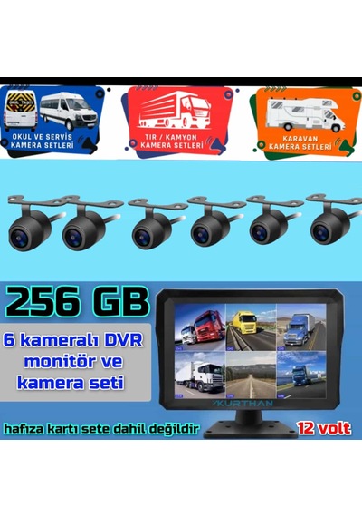 6 Kanal 10'' Hybrid Dvr Monitör Ve 6 Adet Kelebek Kamera Set 12 V