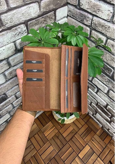 Guard Taba Telefon Girişli Hakiki Deri Kadın Cüzdanı P2223 Taba