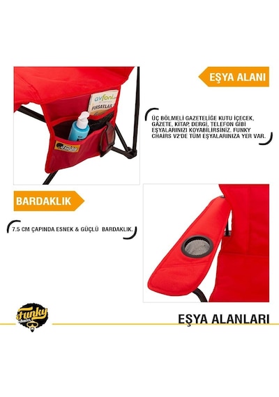 Funky Chairs V2 Lüks Kamp Sandalyesi Kırmızı Kırmızı
