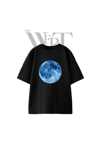Thewert Blue Moon Tasarım Baskılı Ünisex Siyah Oversize T-shirt