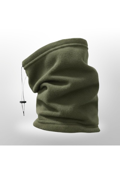 Qulothes Termal Polar Soğuk Geçirmez Bere & Boyunluk Unisex Pamuklu Kışlık Ayarlanabilir İpli Bere Haki