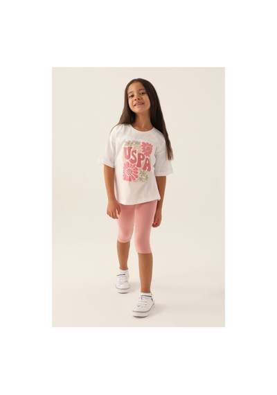 U.S. Polo Assn. U.s. Polo Assn. Lisanslı Flower Krem Kız Çocuk Kapri Takım Bej